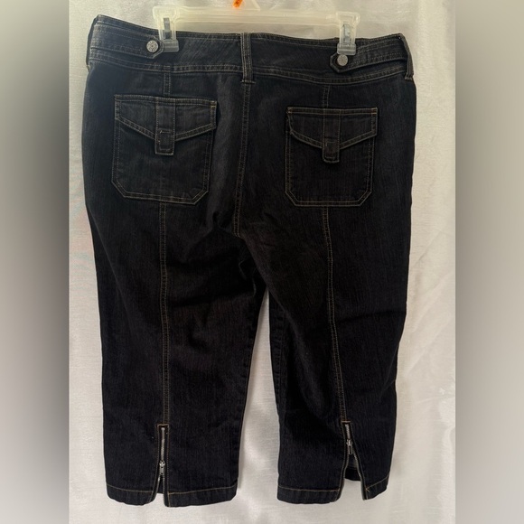 Bum Equipment Capri Jeans Women 14 Denim Missy Dark Blue/heather blk - Picture 3 of 9